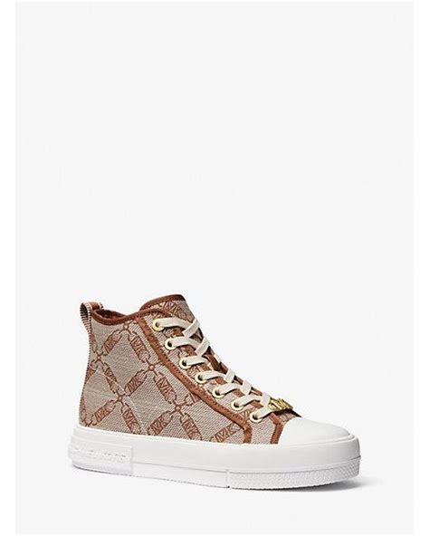 ivy logo high top sneakers michael kors|Michael Kors Evy MK Logo Chain Jacquard High Top Sneakers.